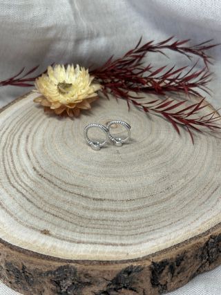 Pendientes Aro Corazón Circonita Plata