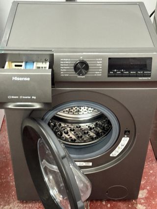 LAVADORA HISENSE INVERTER DE 8 KILOS EN GRIS