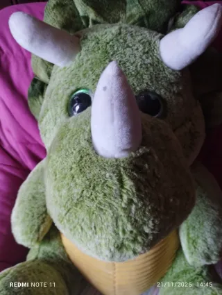 Peluche Triceratopo Verde Grande