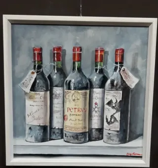 Dipinti olio bottiglie vintage