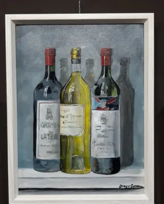 Dipinti olio bottiglie vintage