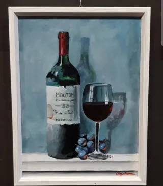 Dipinti olio bottiglie vintage