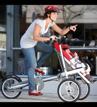 Bicicleta Triciclo y carrito para bebé