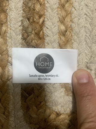 Alfombra Yute Rectangular Marrón y Blanca