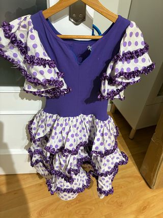 Vestido Sevillana Niña Lunares Morado