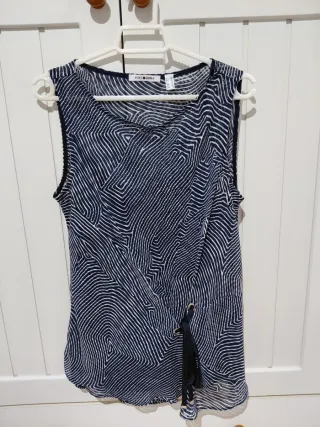 Blusa tirantes Punto Roma azul y blanco Talla M