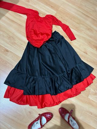 Traje Sevillana Niña Lunares Rojos