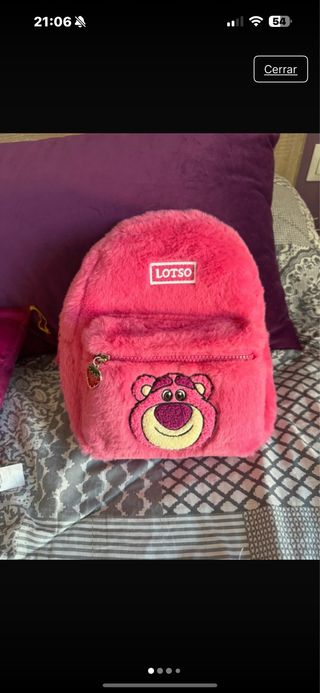 Mochila Lotso Peluche Rosa Disney