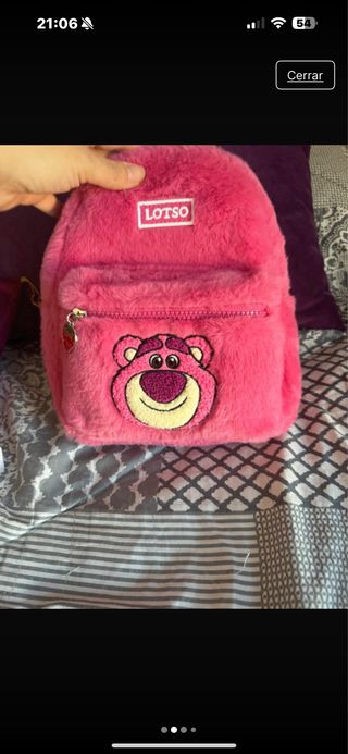Mochila Lotso Peluche Rosa Disney