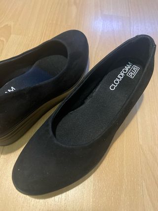 Zapatos italianos de cuña de piel ante negro