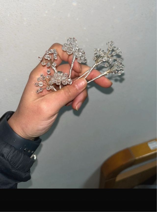 Decorazioni capelli sposa/comunione argento