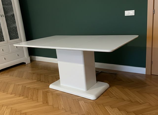 Mesa comedor blanca cristal templado