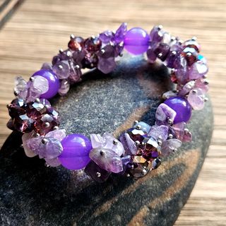 Pulsera Amatista Artesanal Elástica