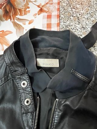 Giacca Pelle Pinko Nera,taglia 40 italiana