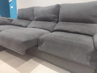 Sofá chaise longue gris tela