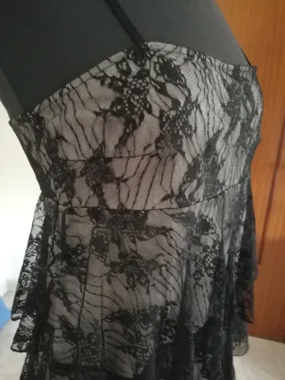 Abito pizzo balze nero e grigio