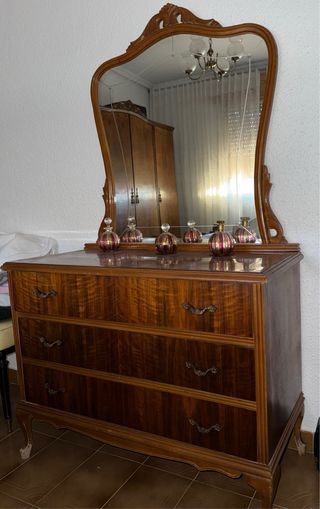 Cómoda Rústica Madera y Cristal