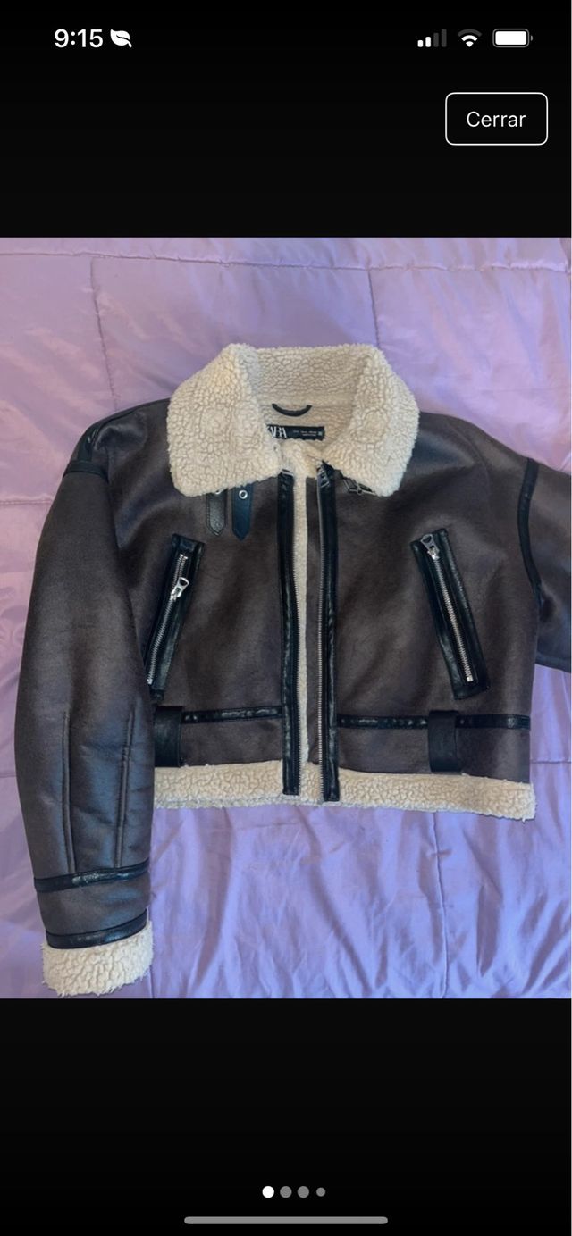 Chaqueta Zara efecto piel con borrego