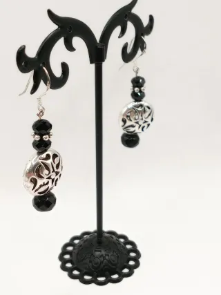 Orecchini Argento tipo filigrana Swarovski neri