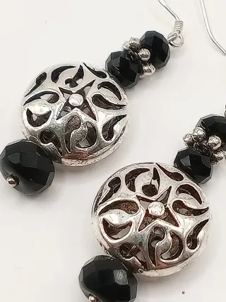 Orecchini Argento tipo filigrana Swarovski neri