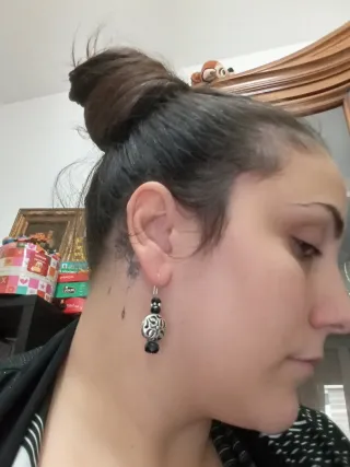 Orecchini Argento tipo filigrana Swarovski neri