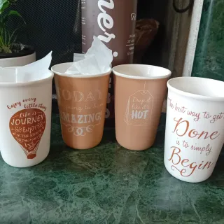 Set 4 Tazze Caffè con Frasi