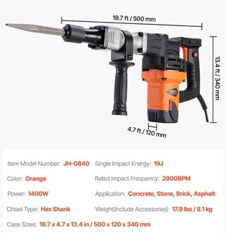 Martillo Demolición 1400W 19J 2900BPM