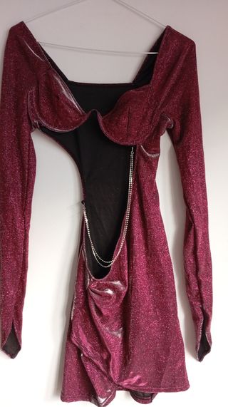 Vestido Zara burdeos verde  azul terciopelo saten