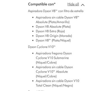 Kit Limpieza Detalle Dyson original sin estrenar.
