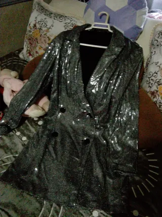 Vestido de fiesta lentejuelas plateado