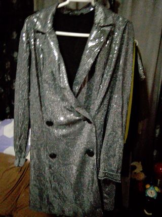 Vestido de fiesta lentejuelas plateado