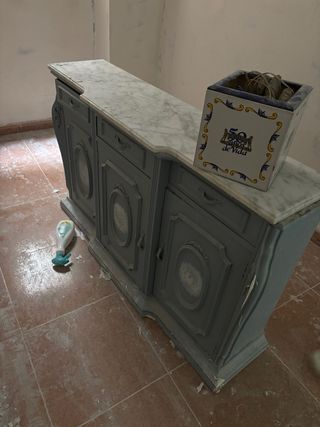 Mueble recibidor antiguo restaurado mármol