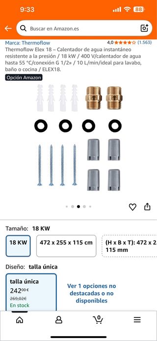 Thermoflow Elex 18 Calentador Agua Instantáneo