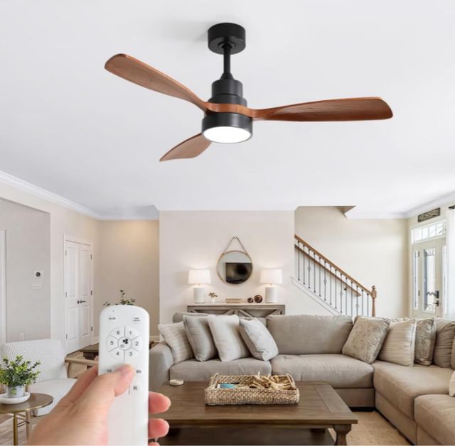 Ventilador Techo con Luz Negro/Madera