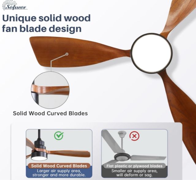 Ventilador Techo con Luz Negro/Madera