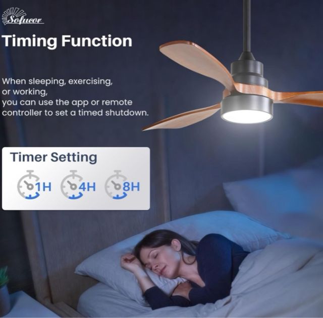 Ventilador Techo con Luz Negro/Madera