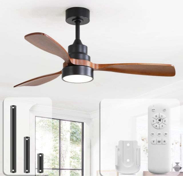 Ventilador Techo con Luz Negro/Madera