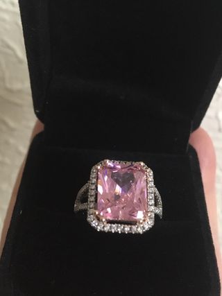 Anillo de compromiso plata con cuarzo rosa