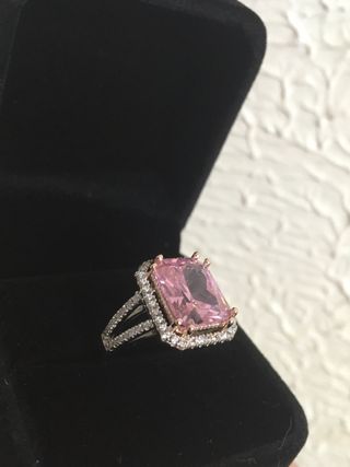 Anillo de compromiso plata con cuarzo rosa