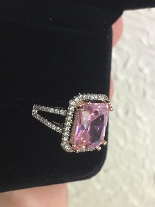 Anillo de compromiso plata con cuarzo rosa