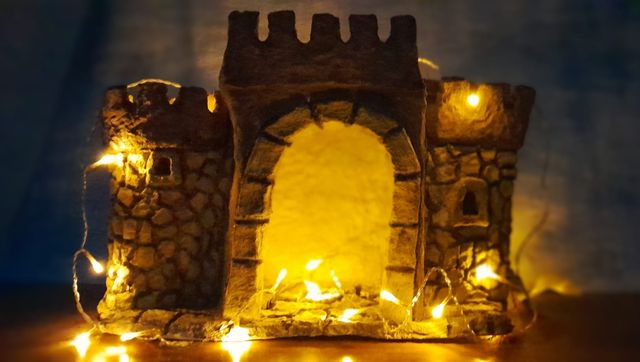 Castillo Herodes artesanal Belén Navidad 25 cm