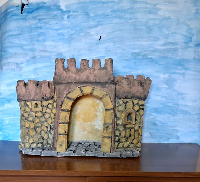 Castillo Herodes artesanal Belén Navidad 25 cm