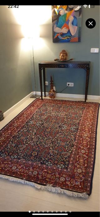 Alfombra Turca Hereke Lana Azul/Rojo