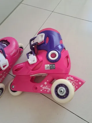 Patines infantiles rosas y morados