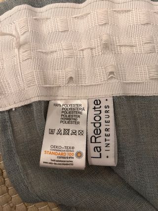 3 cortinas tipo visillo color verde azulado