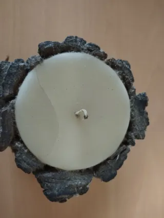 Vela rústica tronco madera decorada