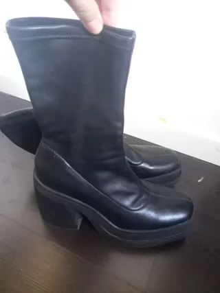 Botines negros plataforma tacón grueso