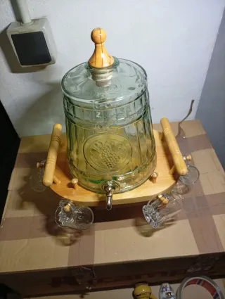 Juego Vermut/Vino Barril Cristal y Vasos