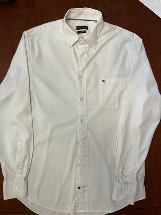 Camisa Tommy Hilfiger Blanca Manga Larga