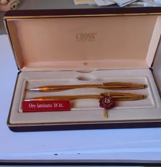 Set Penna e Portamine Cross Oro Laminato 18kt